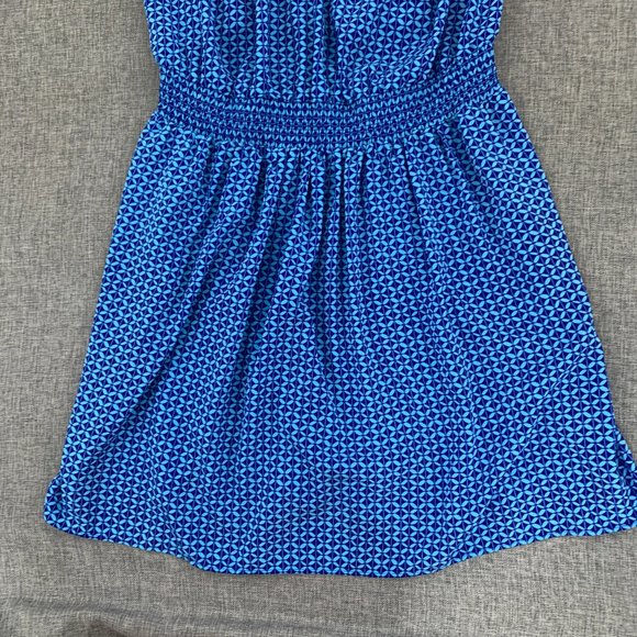 Gap Blue Smocked Dress Sleeveless Lightweight Scoop Neck Front Tie Medium - Picture 5 of 11